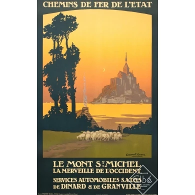 Affiche ancienne de voyage - Constant Duval - 1920 - Le Mont Saint Michel 1920 - 100 par 62.5 cm
