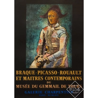 Affiche ancienne d'exposition - Picasso - 1964 - Picasso Exposition Musée Du Gemmail De Tours - 71.5 par 50.5 cm