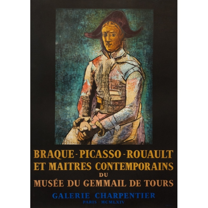 Affiche ancienne d'exposition - Picasso - 1964 - Picasso Exposition Musée Du Gemmail De Tours - 71.5 par 50.5 cm