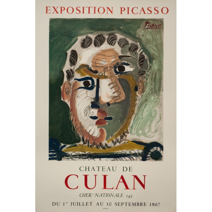 Affiche ancienne d'exposition - Picasso - 1967 - Exposition Château de Culan - 79 par 52.5 cm