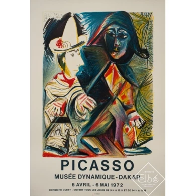 Affiche ancienne d'exposition - Picasso - 1972 - Picasso Exposition Musée Dynamique Dakar - 77.5 par 53.5 cm