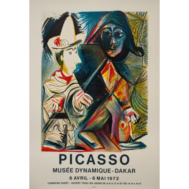 Affiche ancienne d'exposition - Picasso - 1972 - Picasso Exposition Musée Dynamique Dakar - 77.5 par 53.5 cm