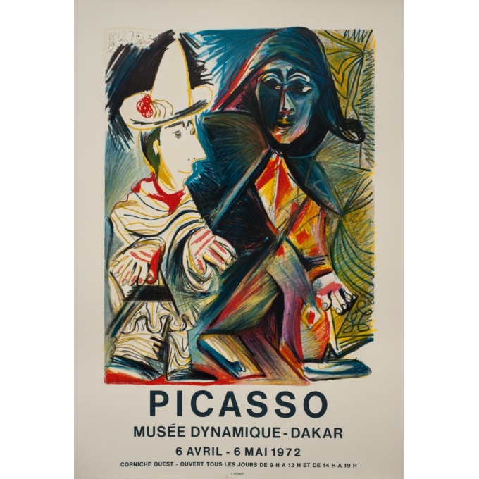 Affiche ancienne d'exposition - Picasso - 1972 - Picasso Exposition Musée Dynamique Dakar - 77.5 par 53.5 cm