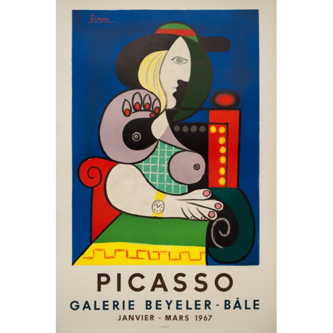 Affiche ancienne d'exposition - Picasso - 1967 - Picasso Exposition Galerie Beyler - 79 par 53.5 cm