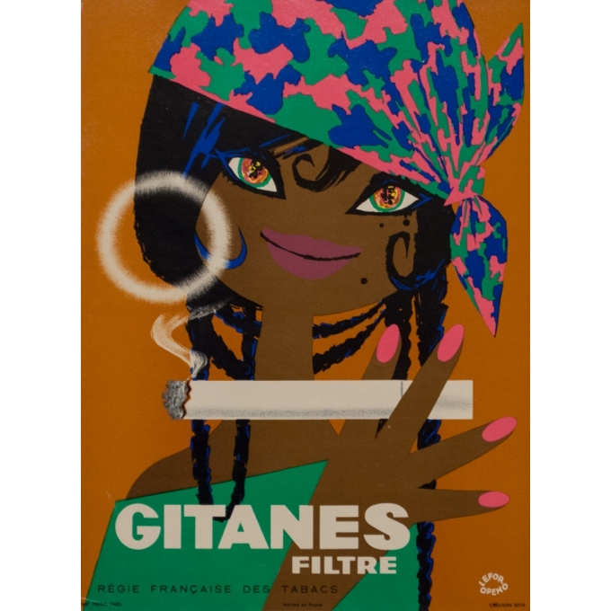 Vintage advertising poster - Lefor Openo - Circa 1960 - Gitanes - 13.2 by 9.6 inches