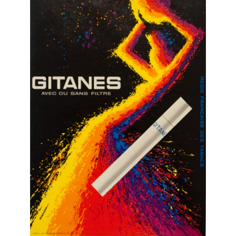 Affiche ancienne de publicité - Auriac - 1990 - Gitanes - 33 par 24.5 cm