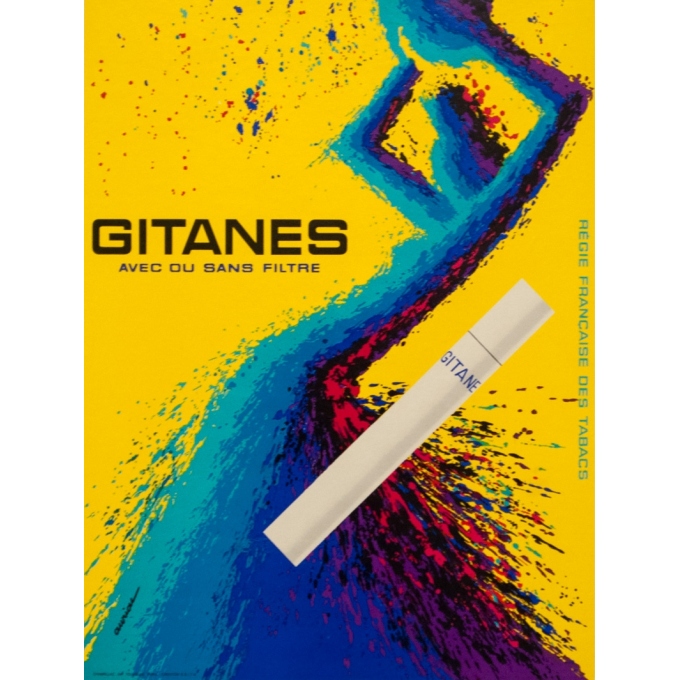 Affiche ancienne de publicité - Auriac - 1990 - Gitanes Jaune - 33 par 25 cm