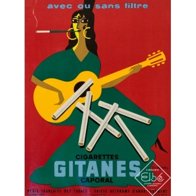 Affiche ancienne de publicité - Fix Masseau - 1957 - Gitanes - 33 par 25 cm