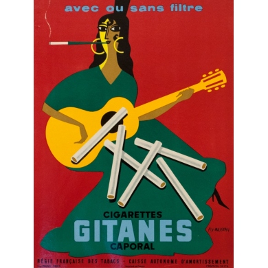 Vintage advertising poster - Fix Masseau - 1957 - Gitanes - 13 by 9.8 inches