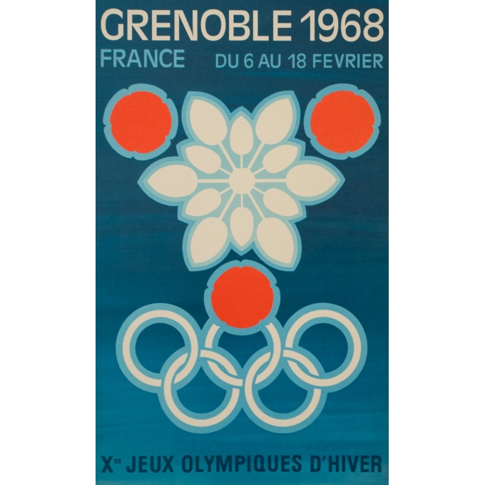 Affiche ancienne de publicité - 1968 - Jeux Olympiques Grenoble 1968 - 51.5 par 31.5 cm
