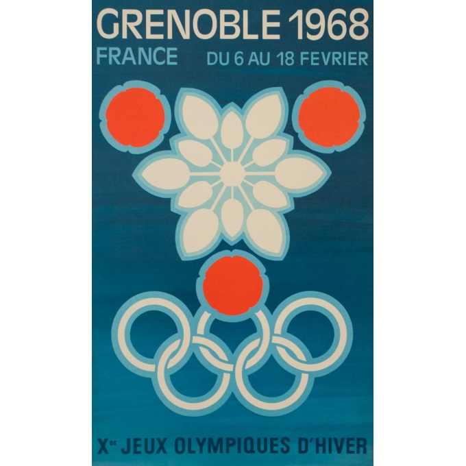 Vintage advertising poster - 1968 - Jeux Olympiques Grenoble 1968 - 20.3 by 12.4 inches