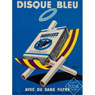 Vintage advertising poster - Villemot - 1957 - Disque bleu 1957 - 13 by 9.6 inches