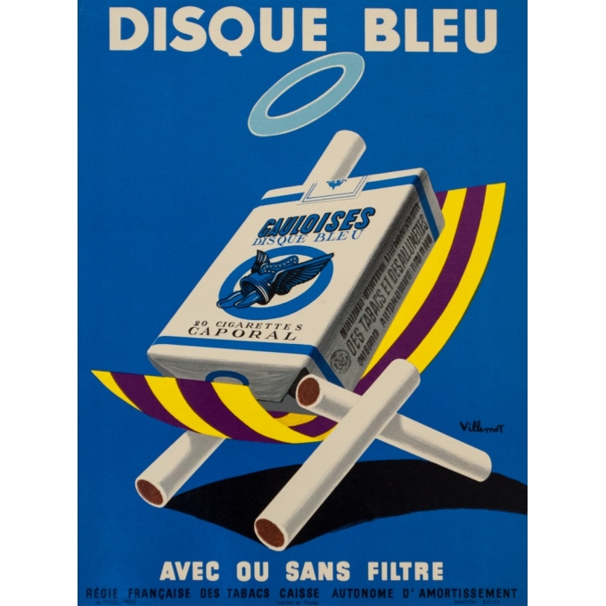 Affiche ancienne de publicité - Villemot - 1957 - Disque bleu 1957 - 33 par 24.5 cm