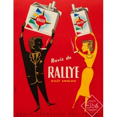 Affiche ancienne de publicité - Carugati - 1955 - Rallye tabac - 33 par 25 cm