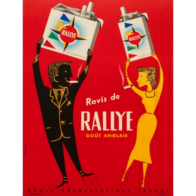 Affiche ancienne de publicité - Carugati - 1955 - Rallye tabac - 33 par 25 cm