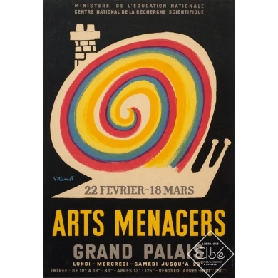 Vintage exhibition poster - Villemot - 1952 - Arts menagers - 21.6 by 15 inches