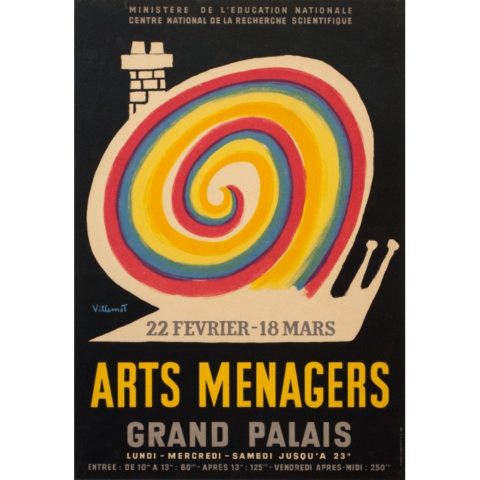 Affiche ancienne d'exposition - Villemot - 1952 - Arts menagers 1952 - 55 par 38 cm