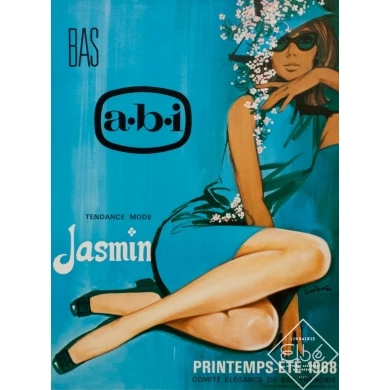 Affiche ancienne de publicité - Courone - 1968 - A B I Jasmin Collants Bas - 40 par 30 cm