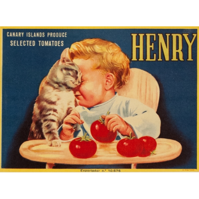Affiche ancienne de publicité - Henry tomatoes - 22 par 16 cm