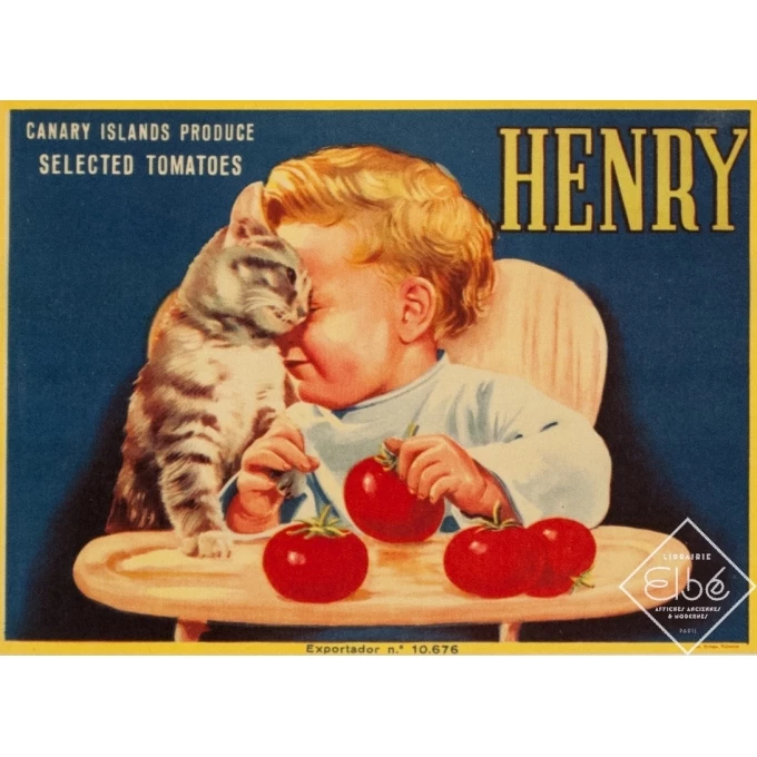 Vintage advertising poster - Henry tomatoes - 8.7 by 6.3 inches