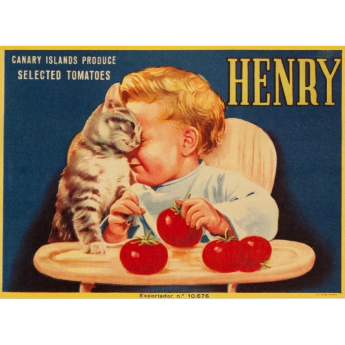 Vintage advertising poster - Henry tomatoes - 8.7 by 6.3 inches