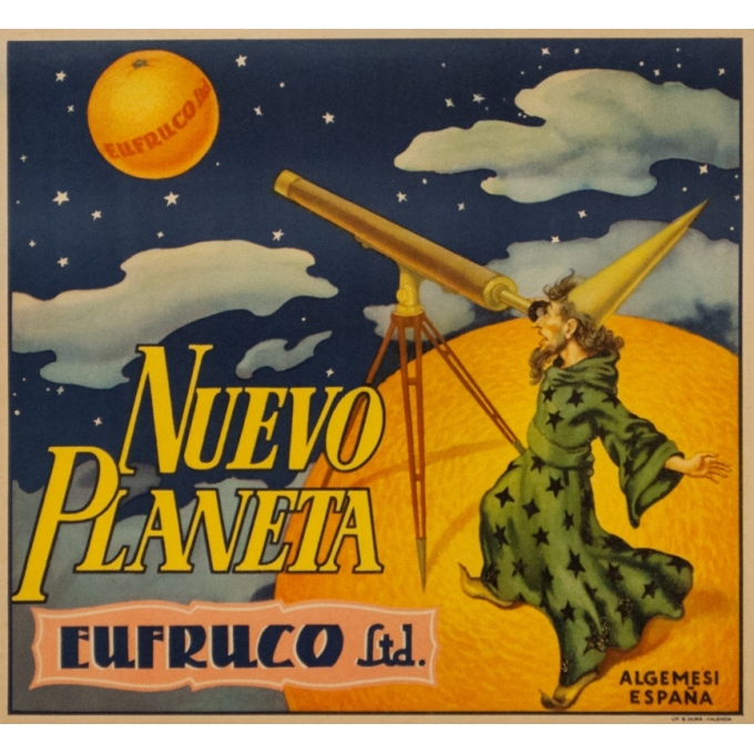 Affiche ancienne de publicité - Eufruco nuevo planeta orange - 28 par 26 cm