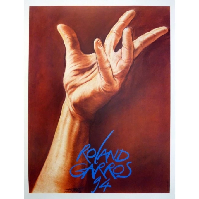 Original poster of Roland Garros 1994 by Ernest Pignon. Elbé Paris.