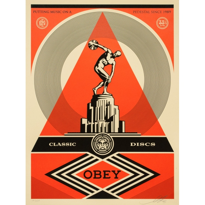 Silkscreen poster - Shepard Fairey - 2013 - Obey classic discs numbered 180/450 - 24 by 17.9 inches