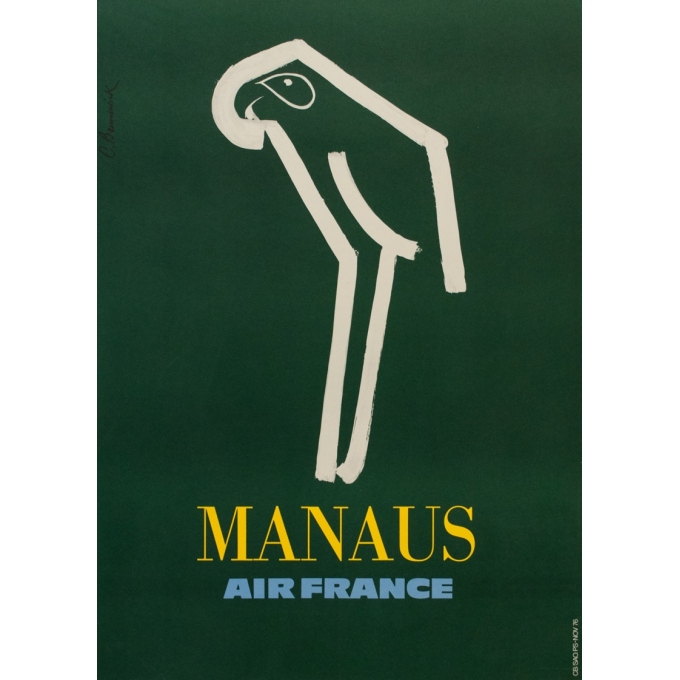 Affiche ancienne de voyage - C. Brunswick - 1976 - Manaus Air France - 69.5 par 50 cm