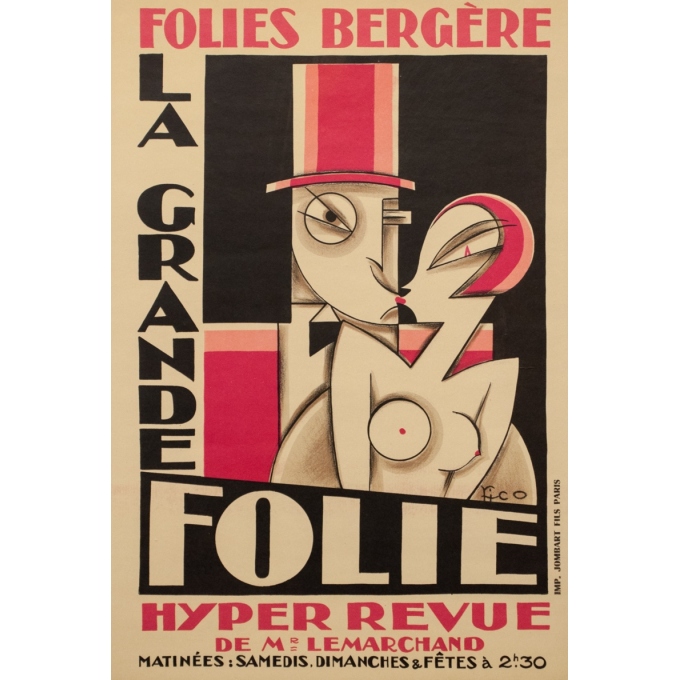 Vintage exhibition poster - Jombart et fils - Circa 1927 - Pico Folie bergère la Grande folie - 20.5 by 13.8 inches