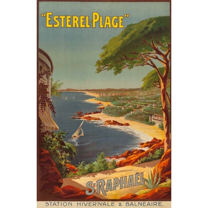 Vintage travel poster - H. Gray - Circa 1910 - Esterel St Raphaël - 42.5 by 29.5 inches - 3