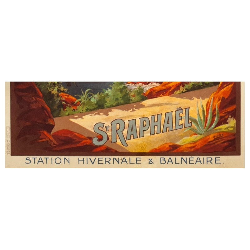 Affiche ancienne de voyage - H. Gray - Circa 1910 - Affiche Originale-Esterel St Raphaël - 108 par 75 cm - 4
