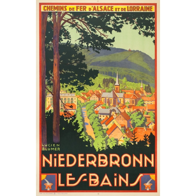 Affiche ancienne de voyage - Lucien Blumer - Circa 1920 - Niederbronn les Bains - 100 par 63 cm
