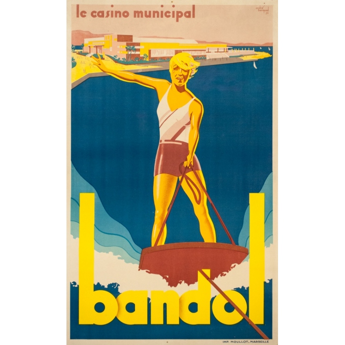 Vintage advertising poster - André Bremond - 1930 - Bandol Casino municipal - 39 by 23.6 inches