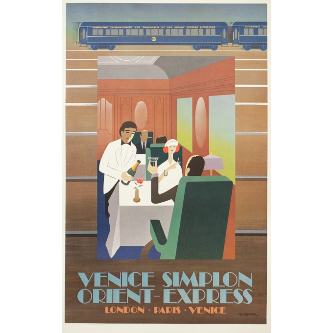 Affiche ancienne de voyage - Pierre Fix Masseau - 1980 - Venice Simplon Orient Express - 98 par 62 cm