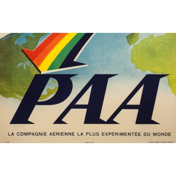Vintage travel poster - 1949 - Volez par le Rainbow vers les USA PAA - 39.8 by 24.8 inches - 3