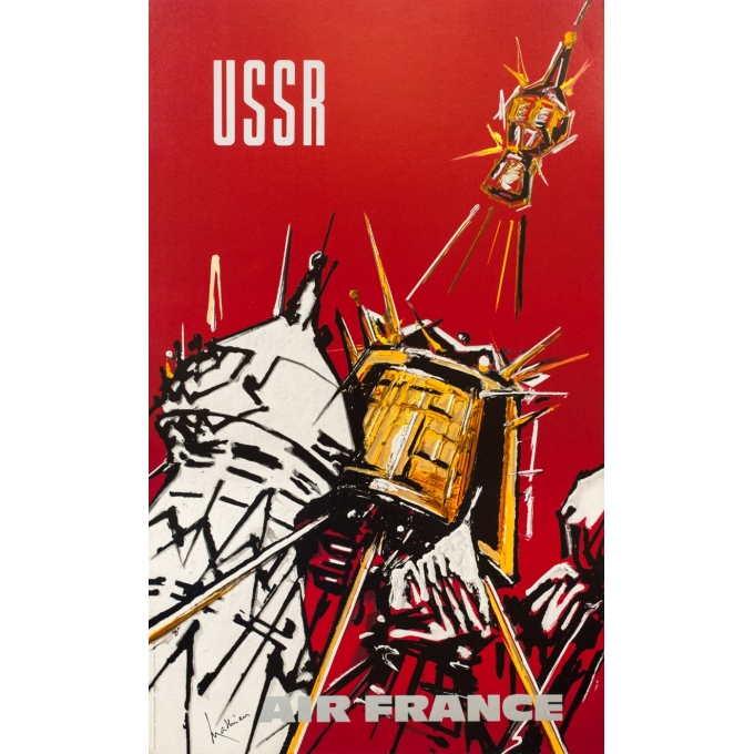 Affiche ancienne de voyage - Matthieu - 1968 - Air France USSR - 100 par 60.5 cm