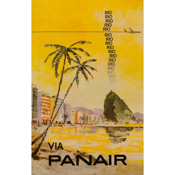 Vintage travel poster - SBH - 1962 - Rio via Panair - 39.4 by 25 inches