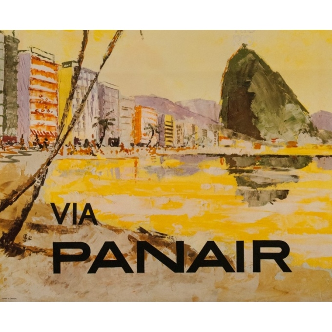 Vintage travel poster - SBH - 1962 - Rio via Panair - 39.4 by 25 inches - 2