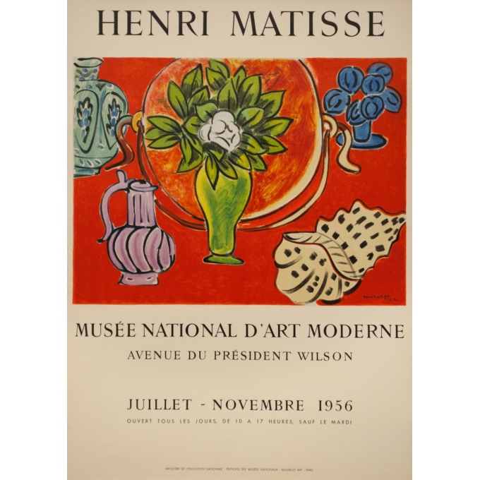 Affiche ancienne originale - Henri Matisse - 1956 - Henri Matisse - Musée National d'Art Moderne - 70 par 50 cm