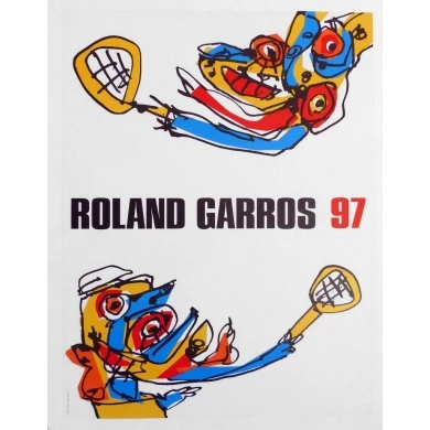 Original poster of Roland Garros 1997 by Antonio Saura. Elbé Paris.