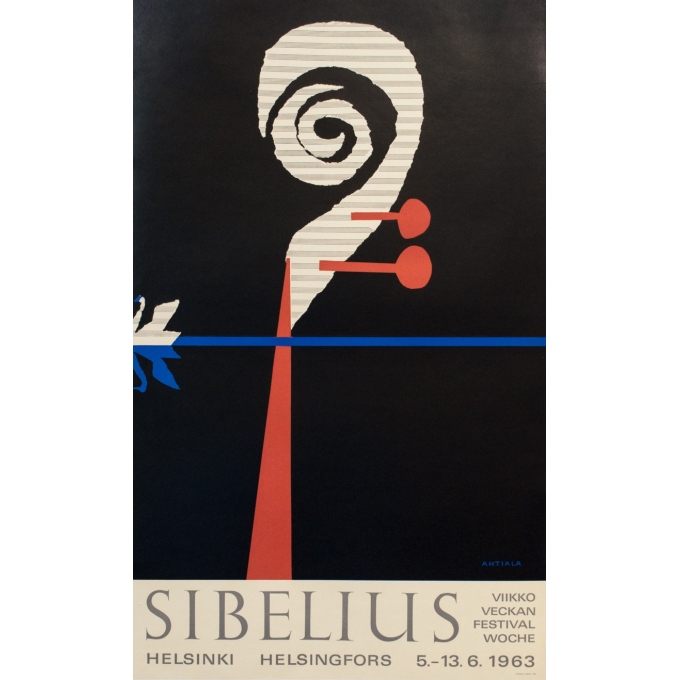 Affiche ancienne de voyage - Ahtiala - 1963 - Sibelius Helsinki Ahtiala 1963 - 100 par 60.5 cm