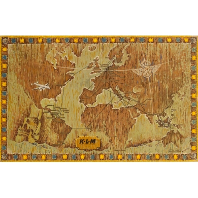 Affiche ancienne de voyage - Jean Strebelle - 1949 - Planisphère KLM Royal Dutch Airlines - 100 par 65 cm