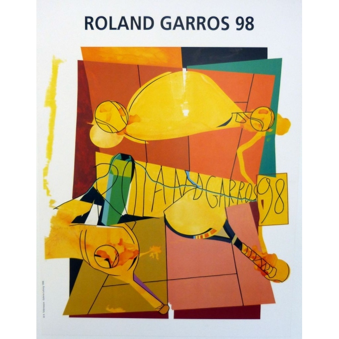 Affiche originale de Roland Garros 1998 par Hervé Télémaque. Elbé Paris.