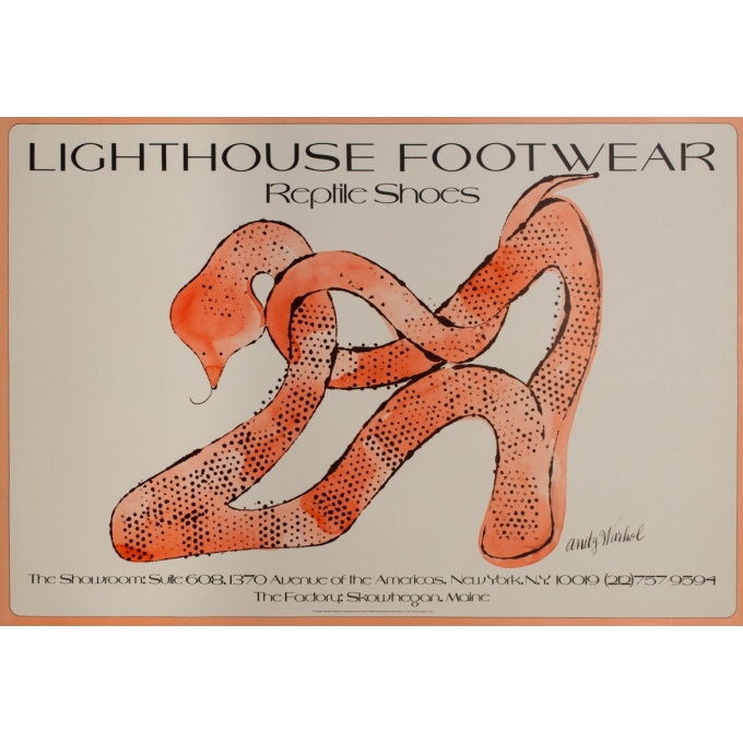 Affiche ancienne de publicité - Andy Warhol - 1979 - Ligthouse footwear reptil shoes - 114 par 78 cm
