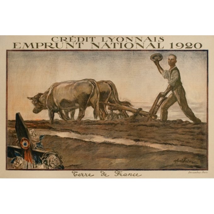 Affiche ancienne de publicité - Abel Faivre - 1920 - Crédit Lyonnais Terre de France - 117 par 78 cm