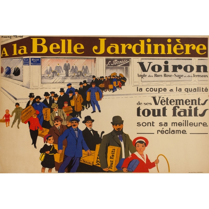 Affiche ancienne de publicité - Andry Tarcy - Circa 1930 - A la Belle Jardinière - 101 par 80 cm