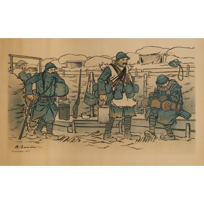 Affiche ancienne originale - A.Barrere - 1916 - Bataille de Verdun - 116 par 74 cm