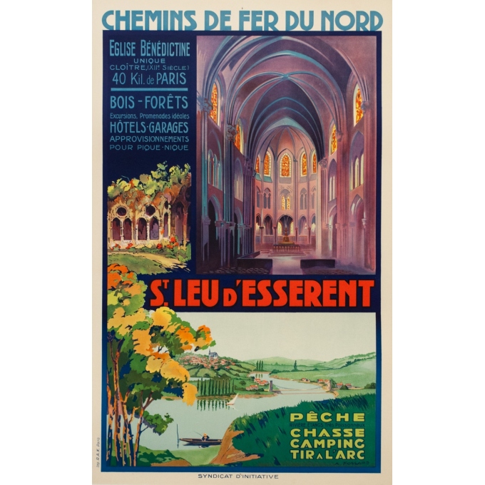Affiche ancienne de voyage - A.Fossard - 1920 - Saint Leu d'Esserent - 101 par 63 cm