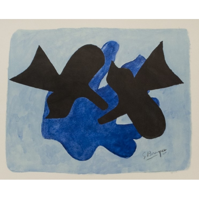 Affiche ancienne d'exposition - Braque - 1968 - Galerie Stadler - 65 par 50 cm - 2